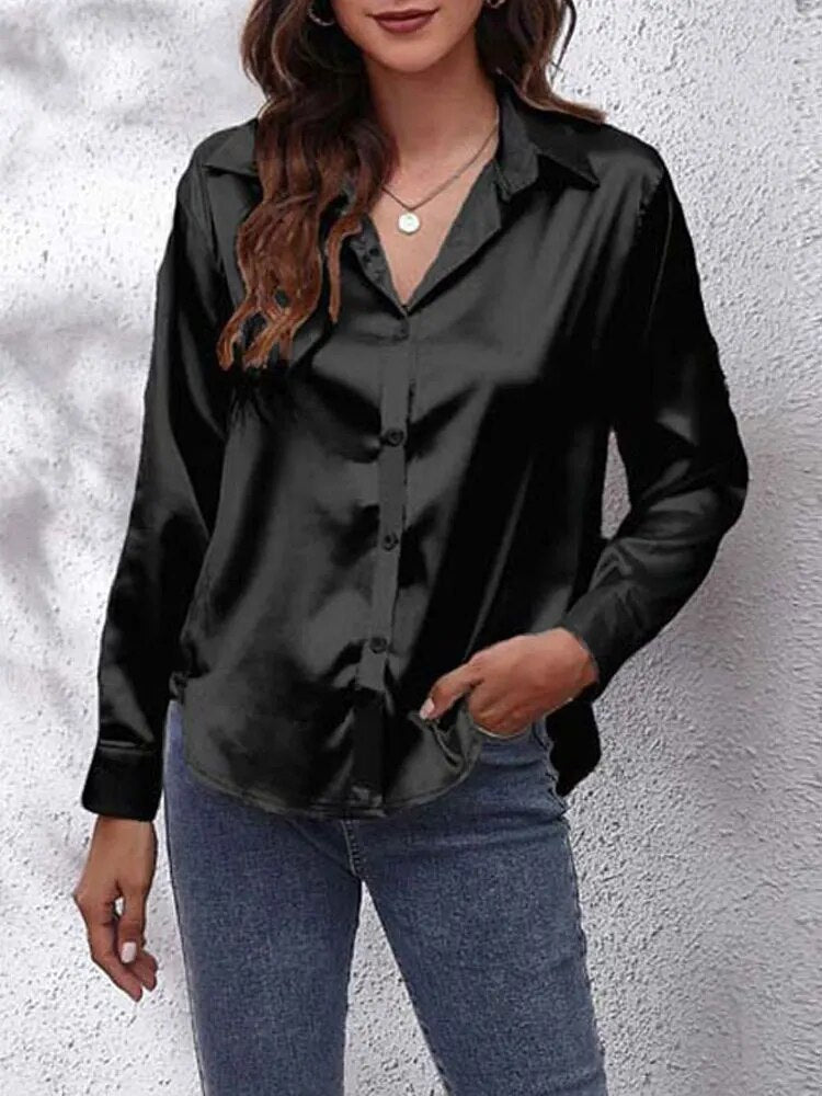 Danielle - Blouse Satin Élégante Damen