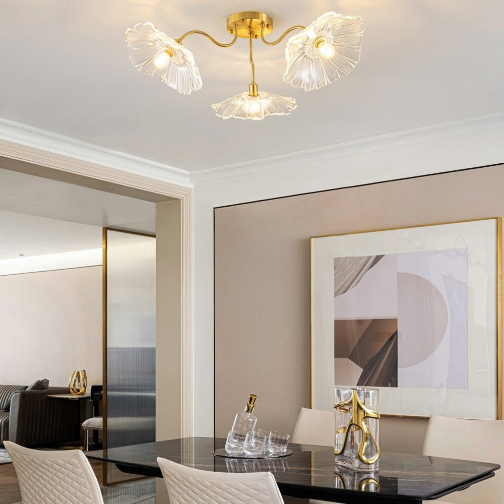 Lotus Leaf Vintage Glass Ceiling Light