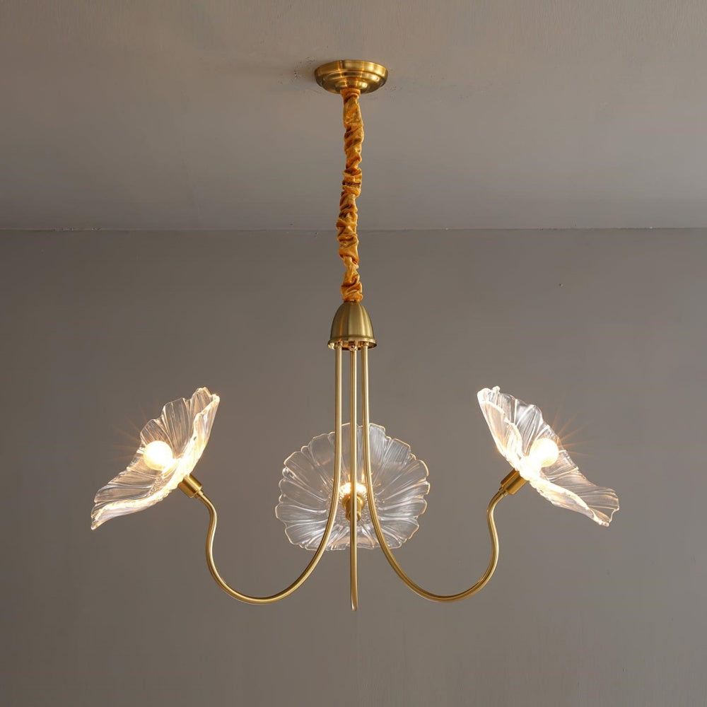 Lotus Leaf Glass Chandelier for Modern Living Room