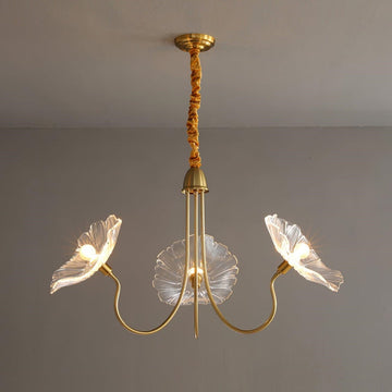 Lotus Leaf Glass Chandelier for Modern Living Room