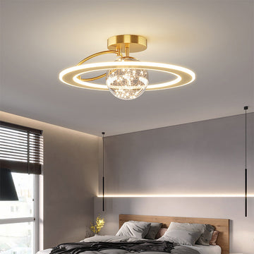 Glass Ceiling Lamp with Modern Golden Starry Design