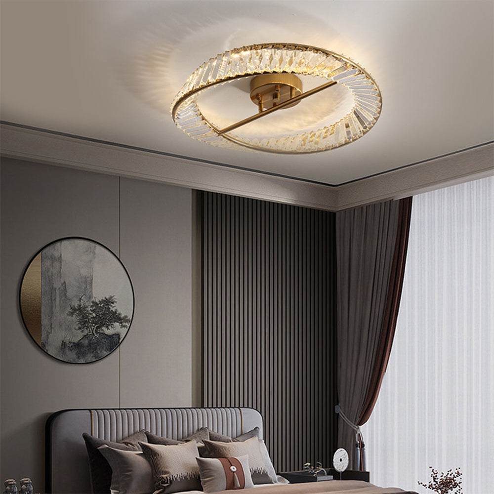 Round LED Crystal Ceiling Lamp Modern Design For Living Room