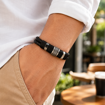 Bracelet for Men Braided Wristband with Magnetic Clasp Jewelry