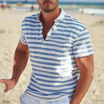 Polo Shirt Striped Short Sleeve Summer Top