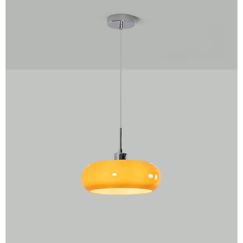 Round Glass Pendant Light in Vintage Bauhaus Style