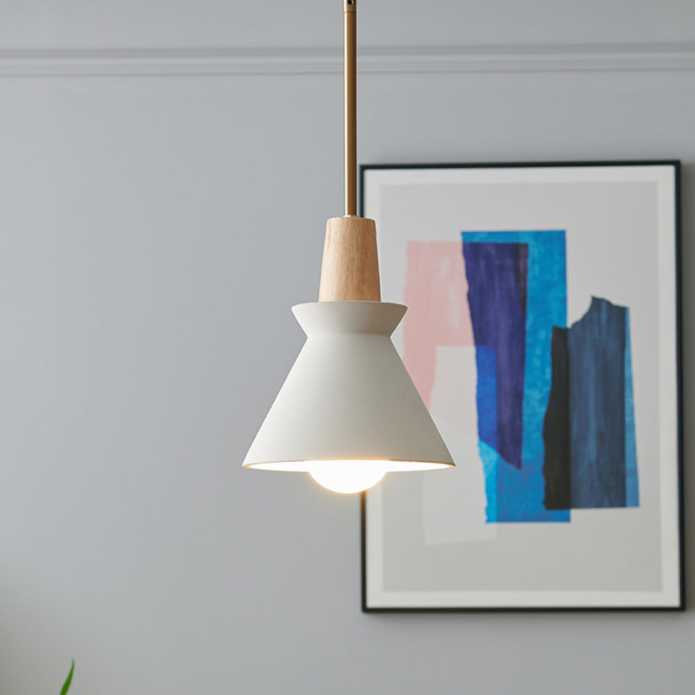 White Concrete Cone Pendant Light Modern