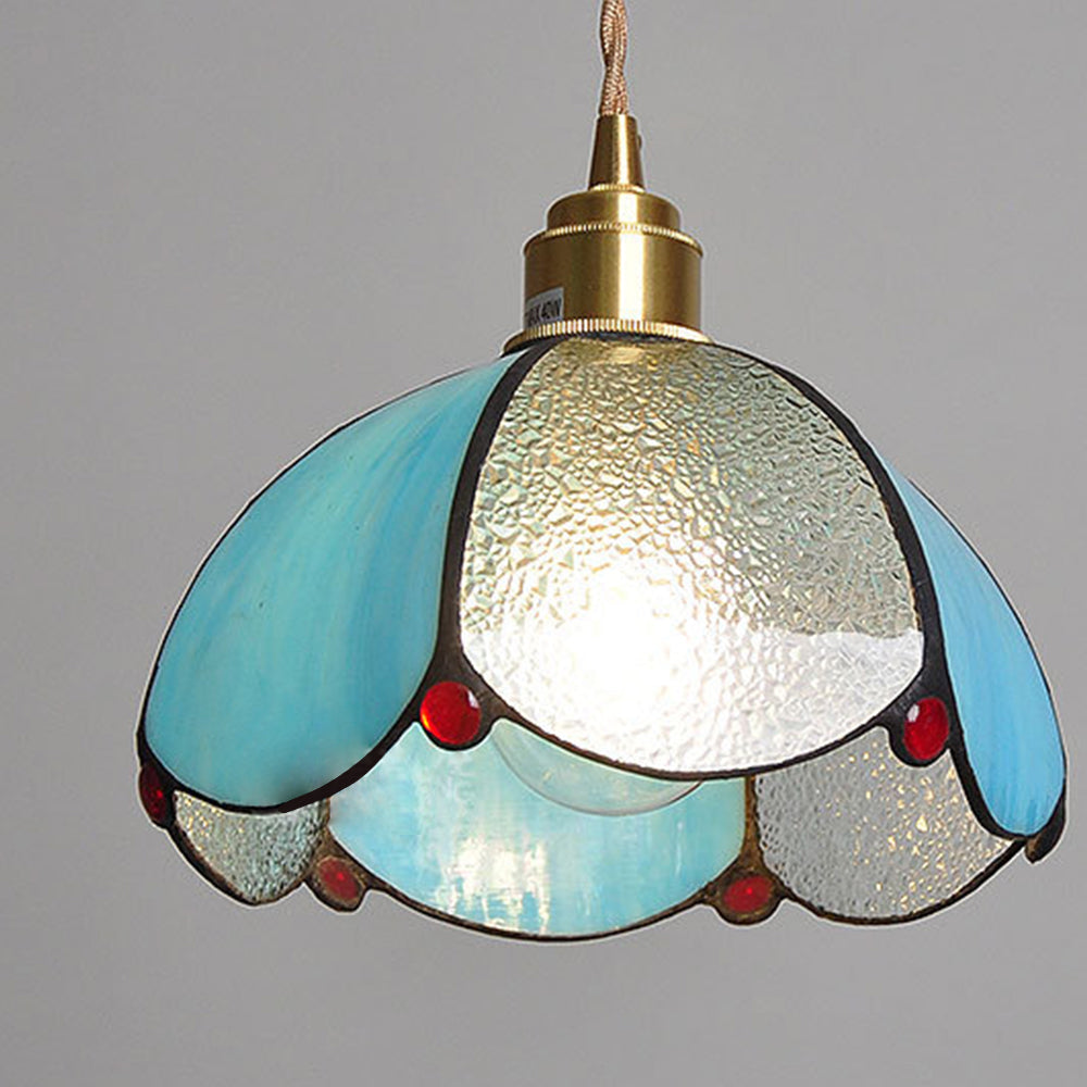 Stained Glass Dome Pendant Light in Vintage Style