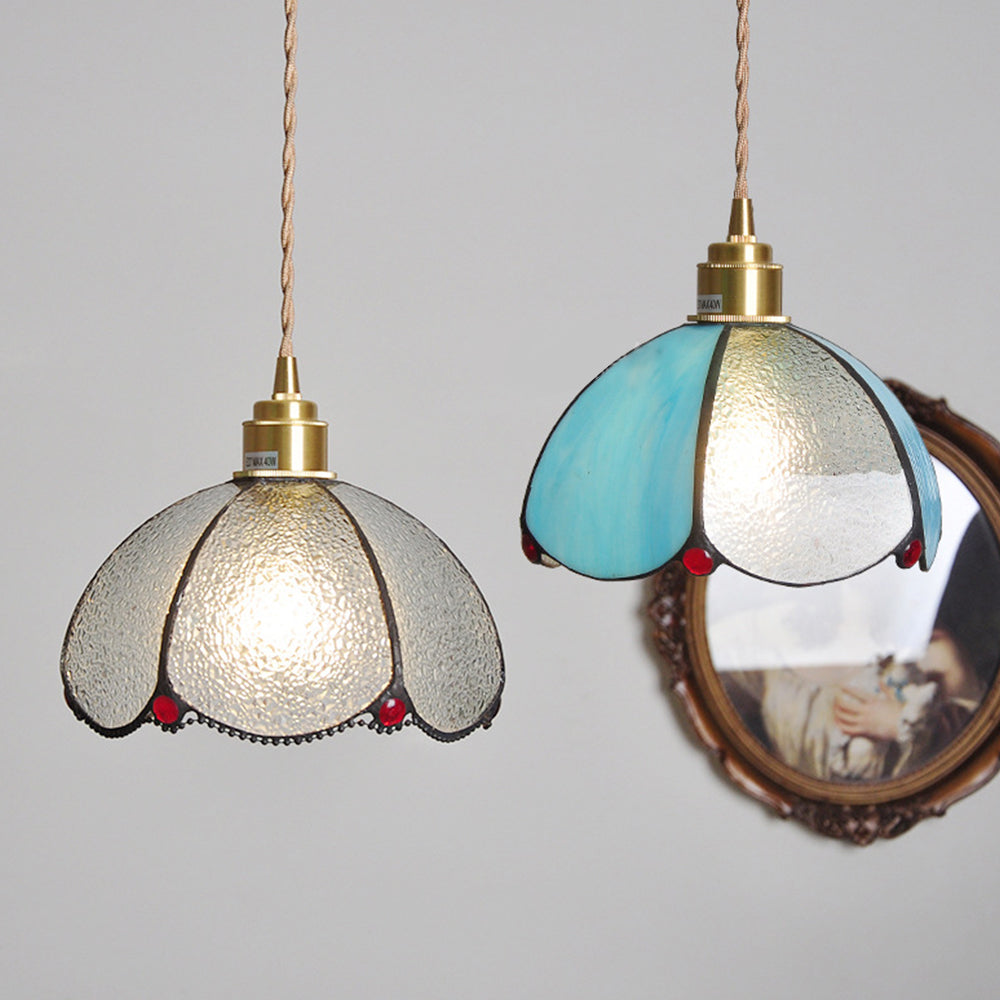 Stained Glass Dome Pendant Light in Vintage Style