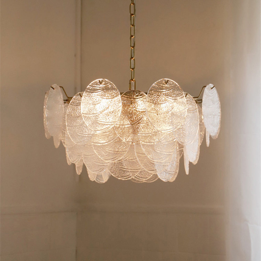 Large Ice Glass Chandelier Glass Disc Pendant Light