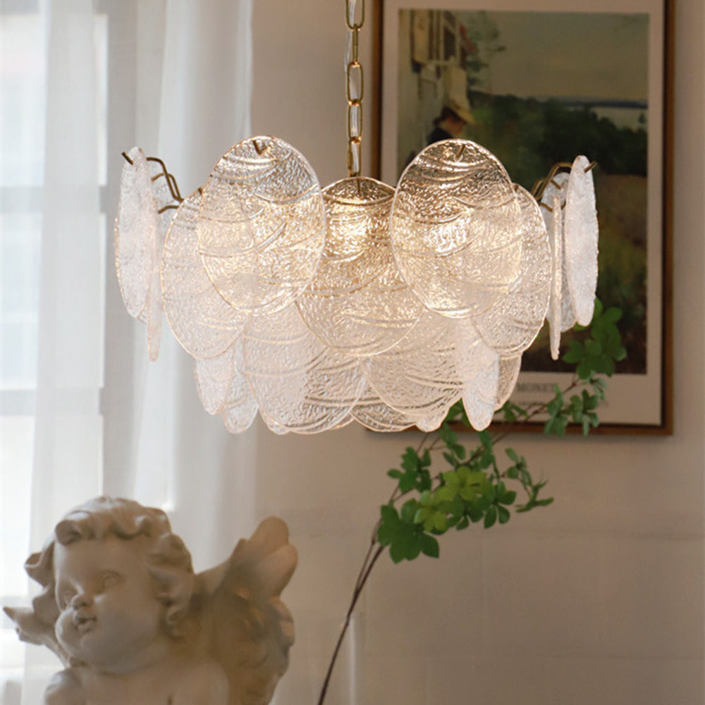Large Ice Glass Chandelier Glass Disc Pendant Light