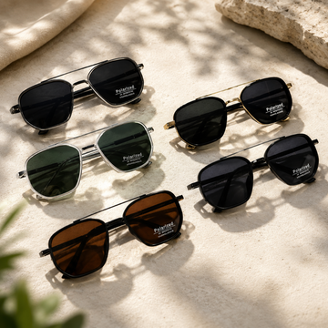 Polarized Retro Square Sunglasses with UV Protection and Wristbands