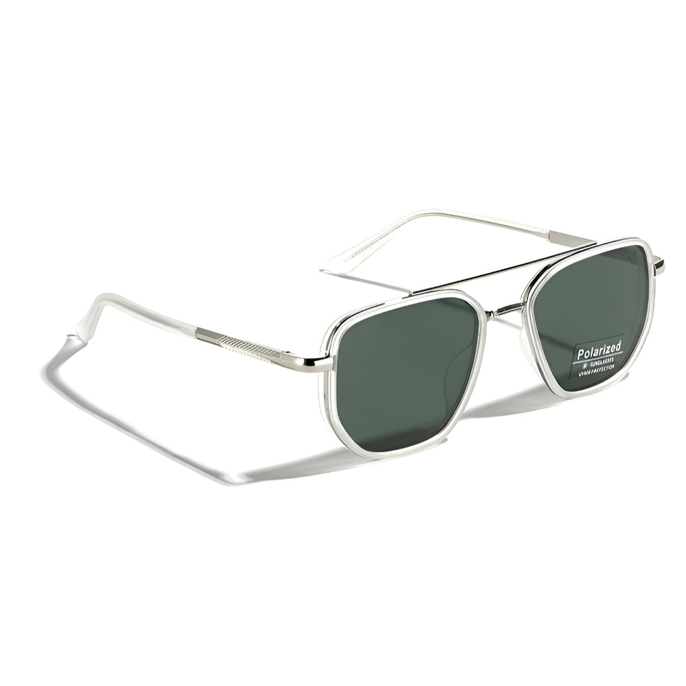Polarized Retro Square Sunglasses with UV Protection and Wristbands