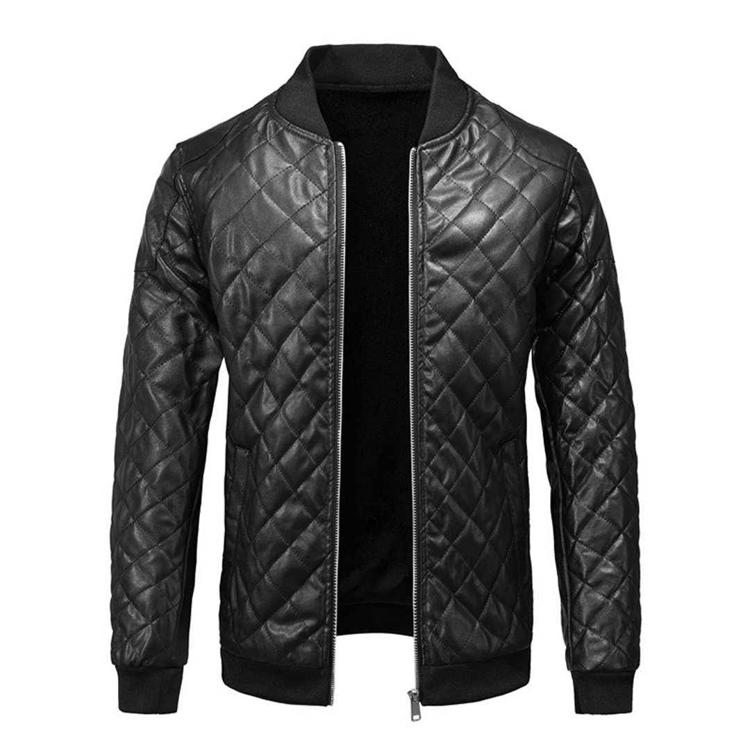 Bastian-Cuirjacket Hommes Moderne Noir