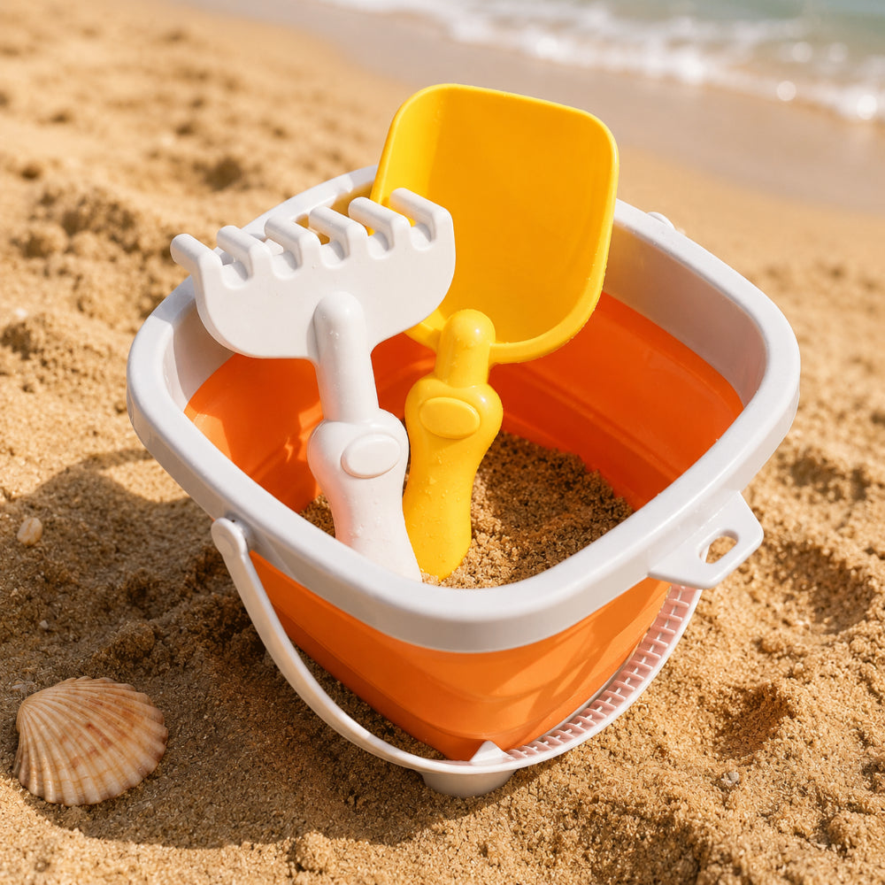 Foldable Sand Bucket Outdoor Play Set for Kids Summer Beach Toys