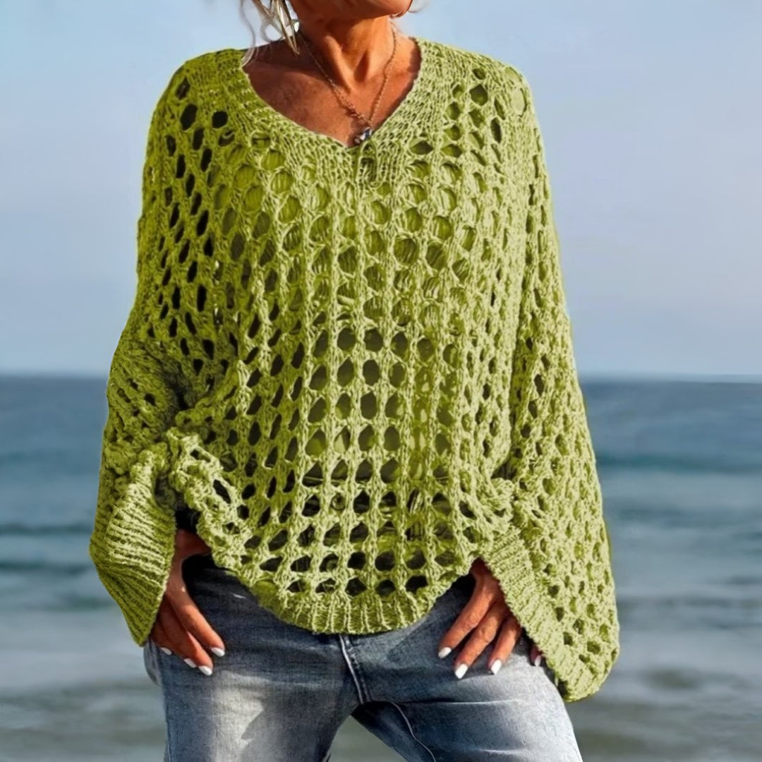Cover Up Crochet Sweater Loose Fit Beach Pullover Top