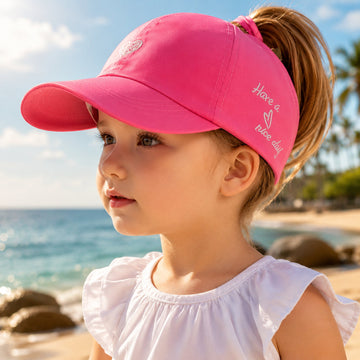 Kids Baseball Cap for Summer with Ponytail and Sun Protection