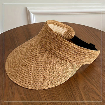 Wide Brim Foldable Straw Visor Sun Hat