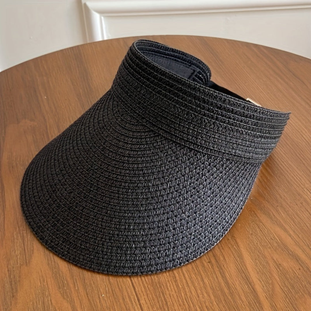 Wide Brim Foldable Straw Visor Sun Hat