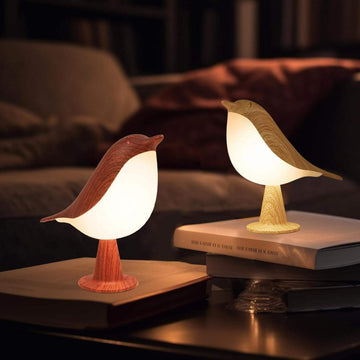 Bird Shape Table Lamp Wood Rechargeable Accent Light