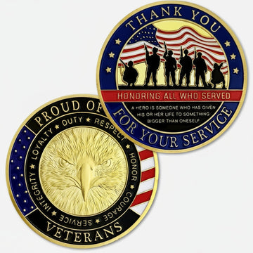 Veterans Day Challenge Coin Gift Gold Eagle Military Service Medal