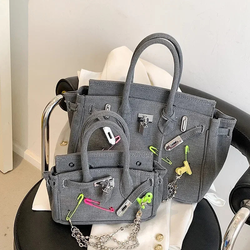 Lana | Vintage Denim Crossbody & Shoulder Bag – Distressed Boho-Chic Purse | Funny Ripped Design | For Women’s Spring & Summer Style