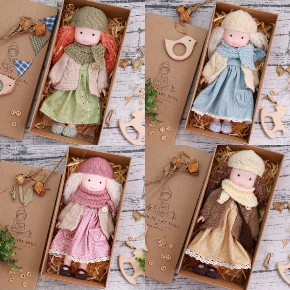Ava | Waldorf Vinyl Dress-Up Doll – Handmade Plush Toy with Scarf & Outfits | Cute & Fun | For Girls’ Birthday & Imaginative Play