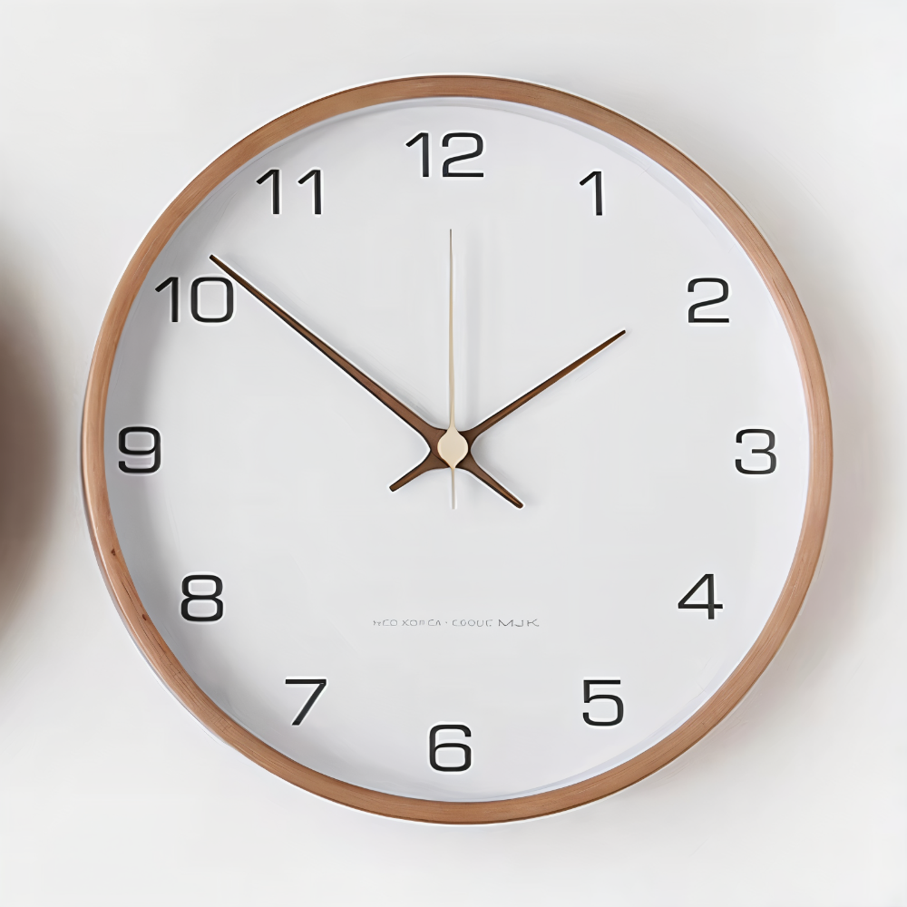 Silent Wooden Round Wall Clock Nordic Timepiece