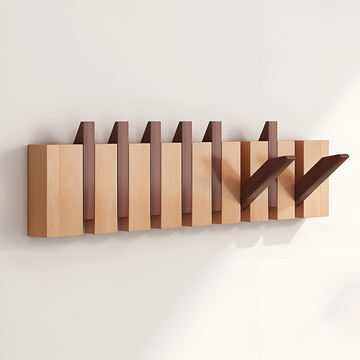 Wooden Foldable Hook Rack Wall Mounted Coat Rack Paneled