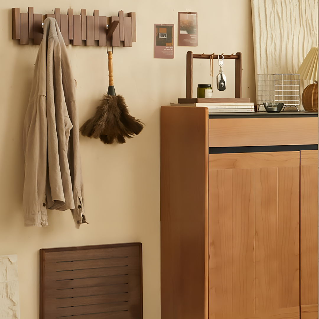 Wooden Foldable Hook Rack Wall Mounted Coat Rack Paneled