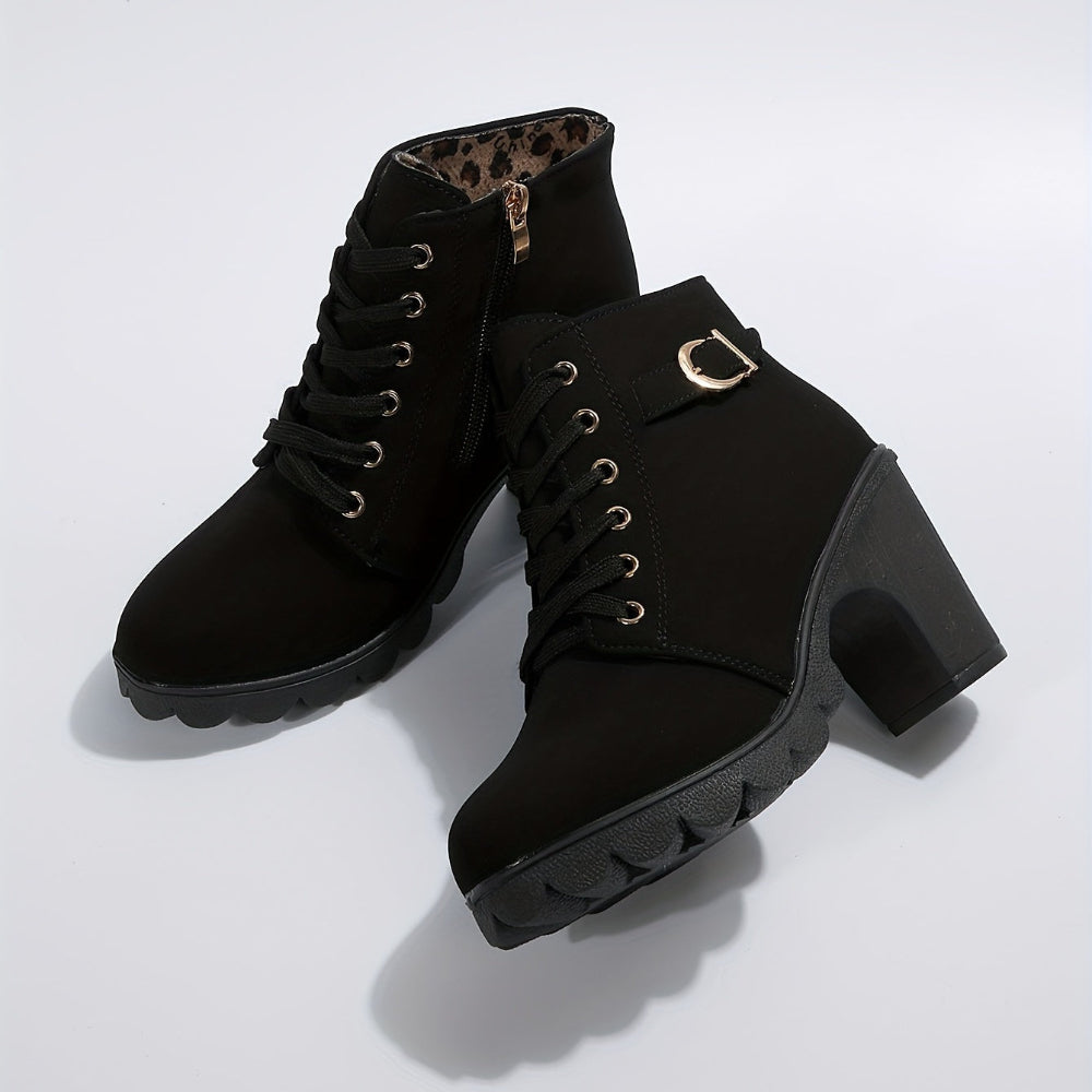 Ankle Boots Block Heel Lace Up Casual for Women