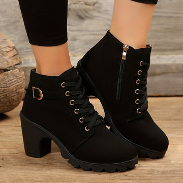 Ankle Boots Block Heel Lace Up Casual for Women