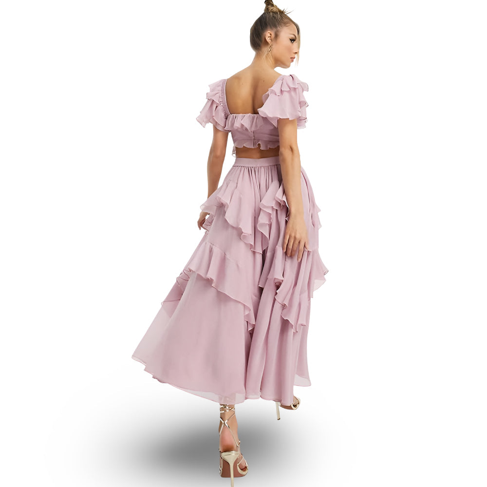 Off Shoulder Ruffle Maxi Dress for Party