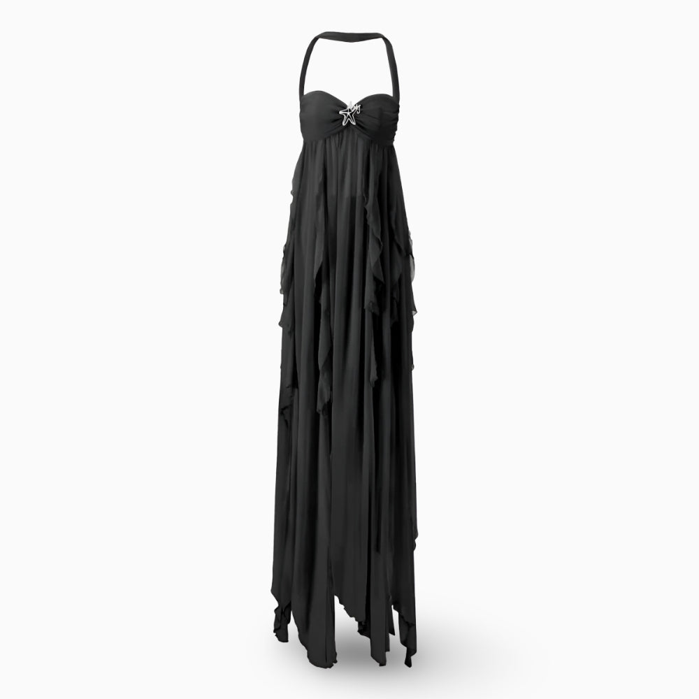 Formal Maxi Long Dress Pleated Off-Shoulder Gown