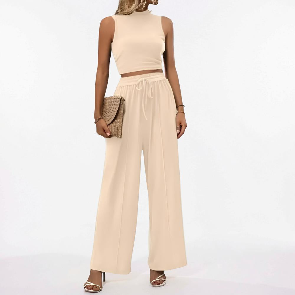 Sleeveless Wide Leg Casual Lounge Set Jumpsuit