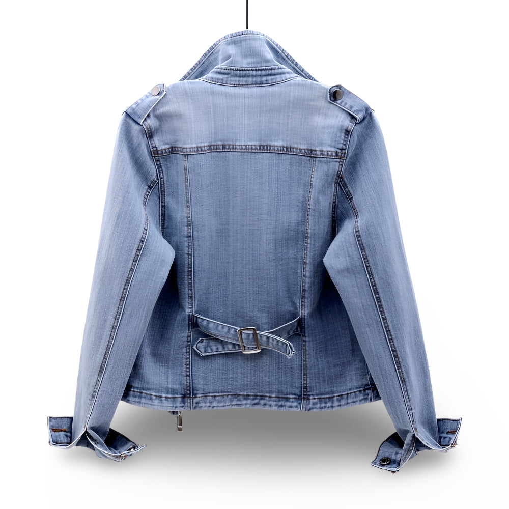 Cropped Casual Zip Moto Jacket