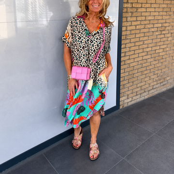 Summer Dress Leopard Print V Neck for Beach