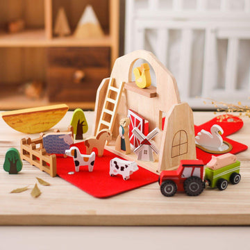 Farm Set Wooden Toys Travel Toddler