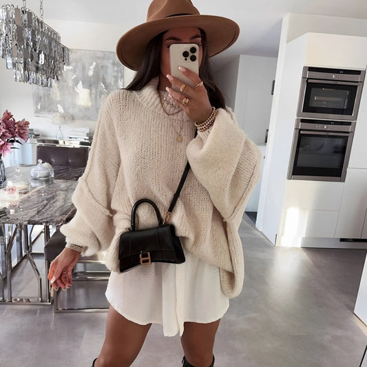 Bordeaux - Pull en maille chaud et oversized