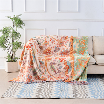 Fringe Floral Boho Throw Blanket