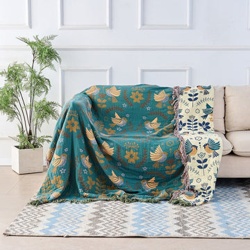 Reversible Cooling Throw Blanket Layered Decorative