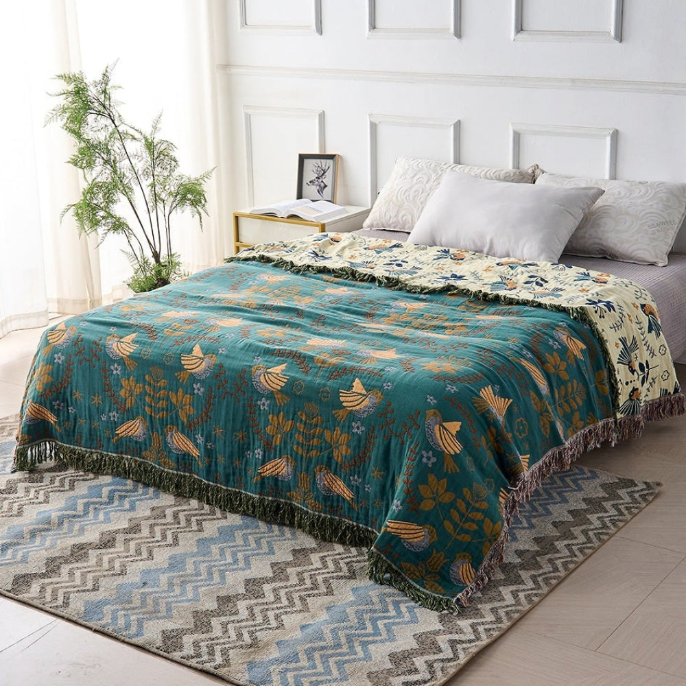 Reversible Cooling Throw Blanket Layered Decorative
