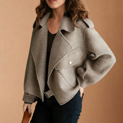 Lara - Manteau court en tweed à coupe décontractée