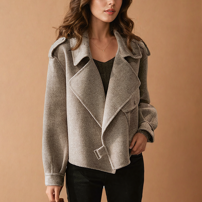 Lara - Manteau court en tweed à coupe décontractée