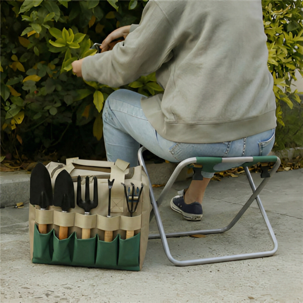 Folding Stool Portable Garden Tool Set