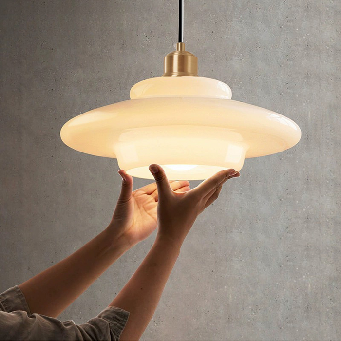 Pendant Light White Glass Vintage Charm