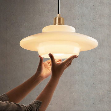 Pendant Light White Glass Vintage Charm