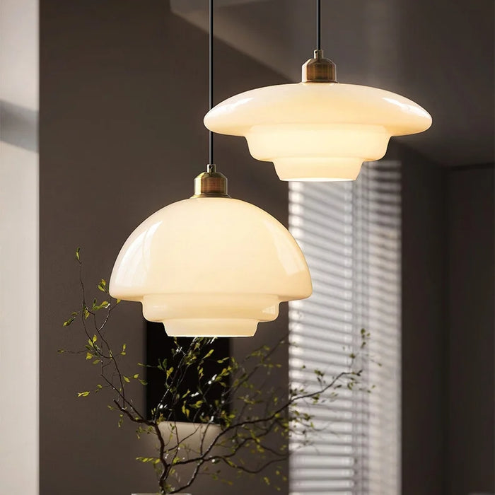 Pendant Light White Glass Vintage Charm