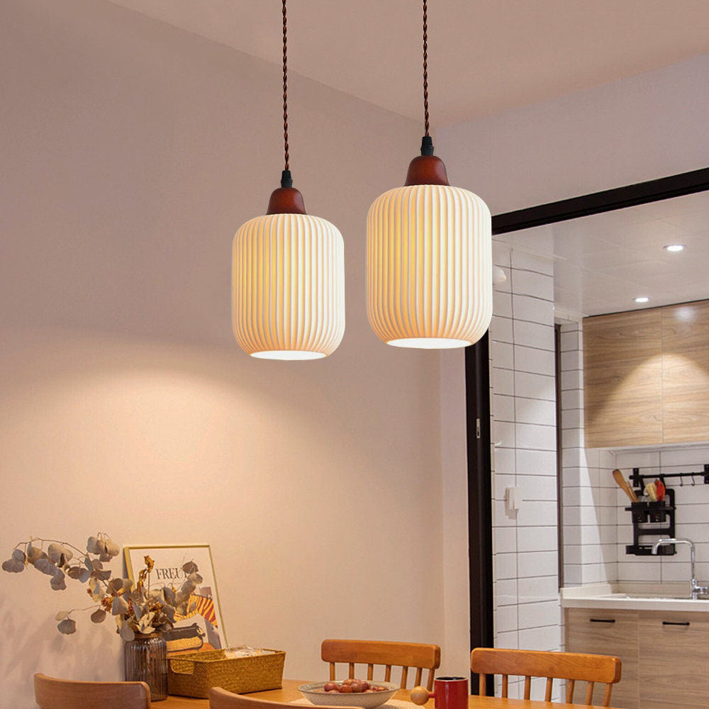 Ceramic White Pendant Light in Vintage Nordic Style for Dining Room