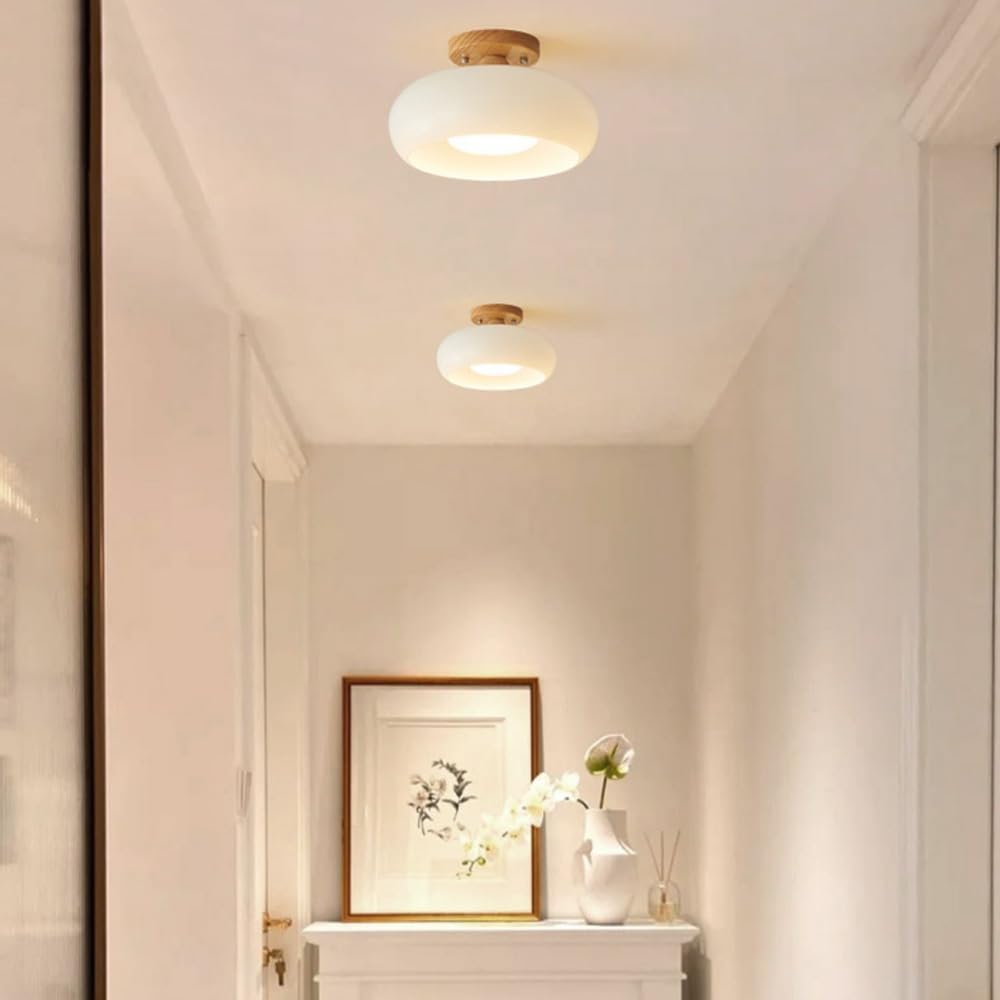 Ceiling Lights Modern Glass Oak Flush Mount