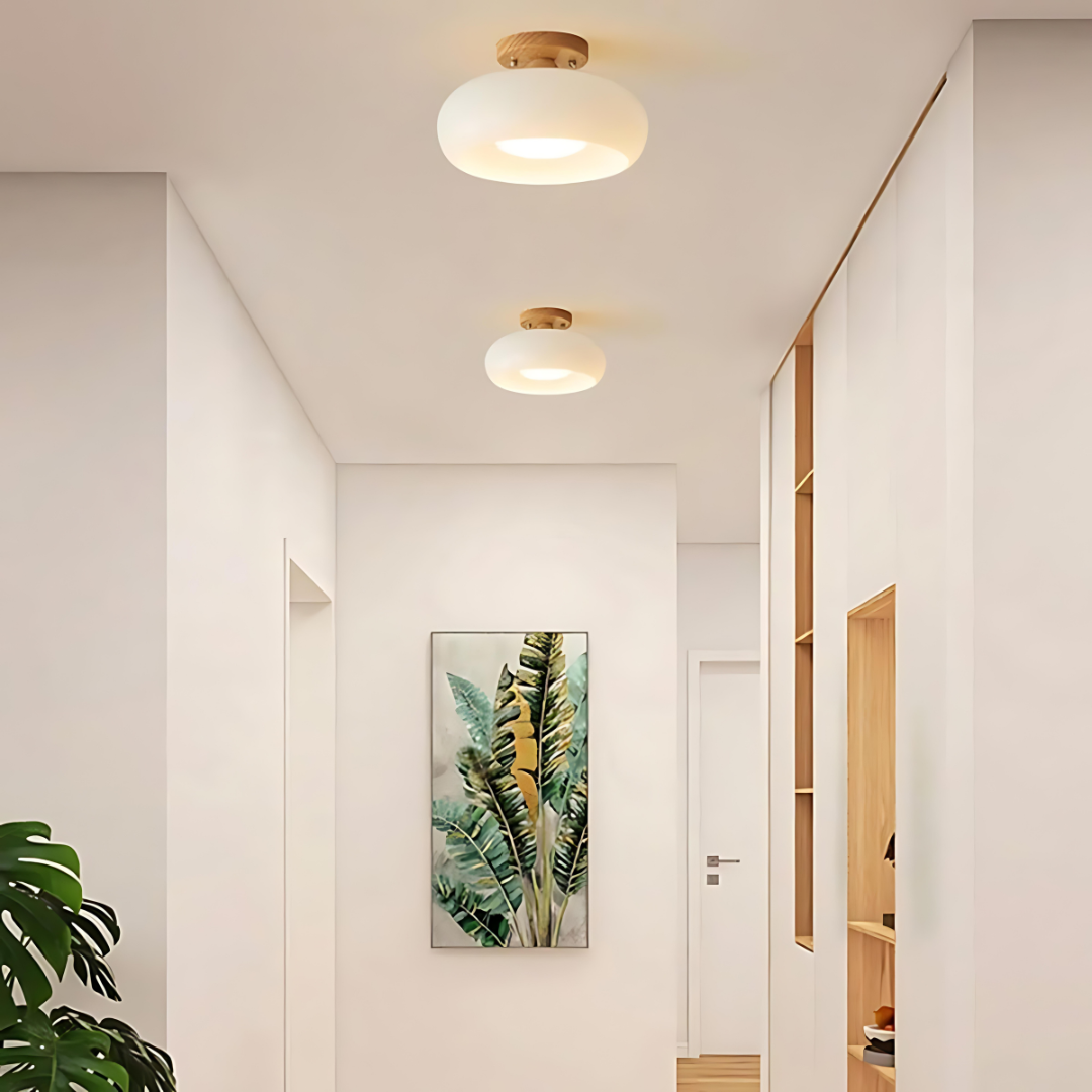 Ceiling Lights Modern Glass Oak Flush Mount